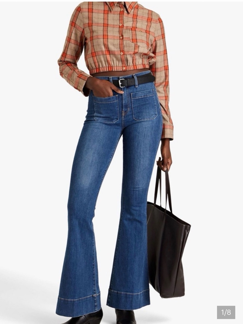 Veronica Beard High-Rise Sheridan Flare Jeans in Medium Blue